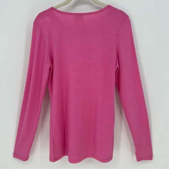 Vocal Top Womens Pink Long Sleeve Cut Out Neckline with Rhinestones Soft Stretch - Picture 5 of 10